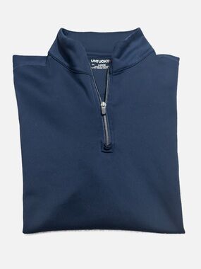 UNTUCKit Men's Size L Navy Mazzano Quarter Zip Performance Pullover Stretch Top